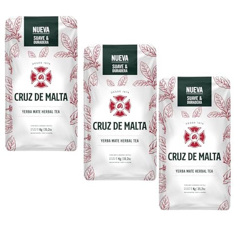 Yerba Mate Cruz de Malta, 2.2 Lbs  1 Kilo each bag, 3-pack