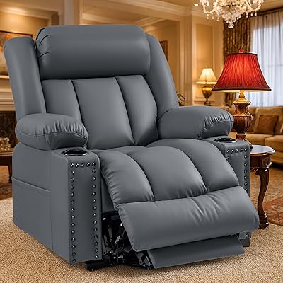 Triple Motor Large Power Lift Recliner Chair for Elderly with Heat and Massage, Lay Flat Lift Chairs for Seniors Infinite Position, Extended Footrest, USB&Type-C Ports, Cup Holder, Grey